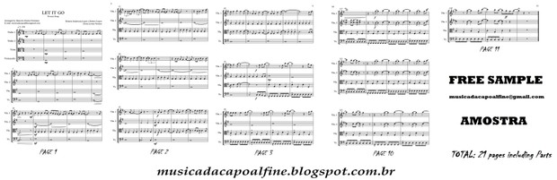 Let It Go - Frozen song- String Quartet - Score and parts sheet music download