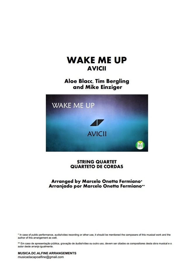 Wake Me Up - Avicii - String Quartet - Score and parts Download