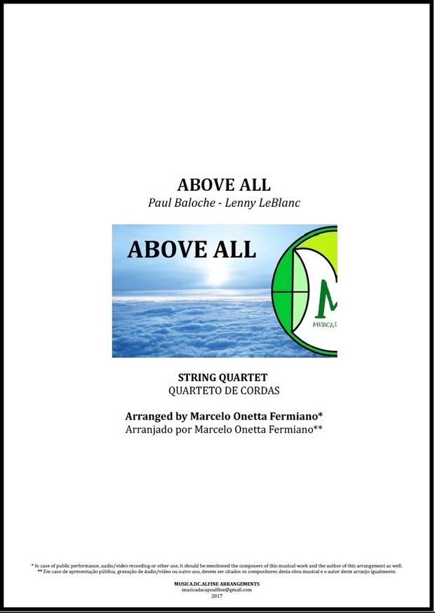 Above All | Michael W. Smith | Quarteto de Cordas | Partitura Completa Download
