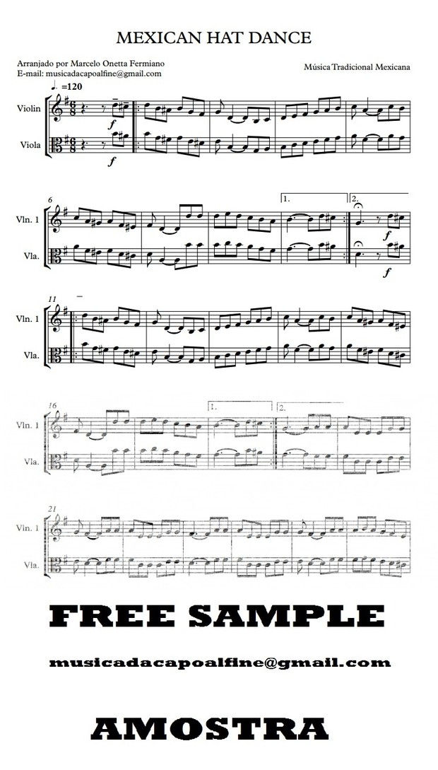 Violino e Viola - MEXICAN HAT DANCE - Score and parts.pdf Partitura