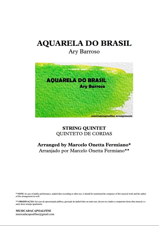 AQUARELA DO BRASIL - Ary Barroso - String Quintet or Chamber Orchestra Sheet Music
