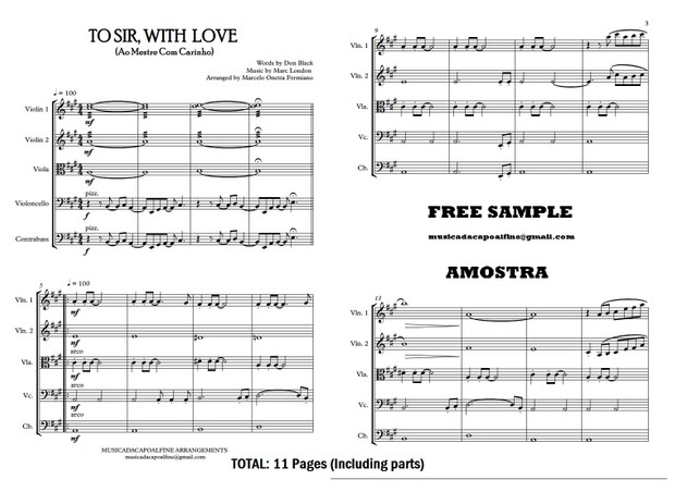 TO SIR, WITH LOVE - CHAMBER ORCHESTRA -Accompaniment - Sheet Music Score and parts1.pdf