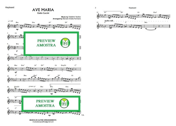 Ave Maria - Caccini - Keyboard or Violin Sheet Music
