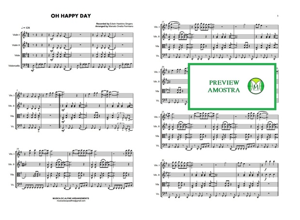 Oh Happy Day - Edwin Hawkins - String Quartet - Score and parts