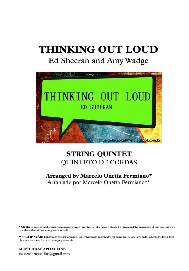 Thinking Out Loud - Ed Sheeran - String Quintet - Score and parts sheet music download.pdf