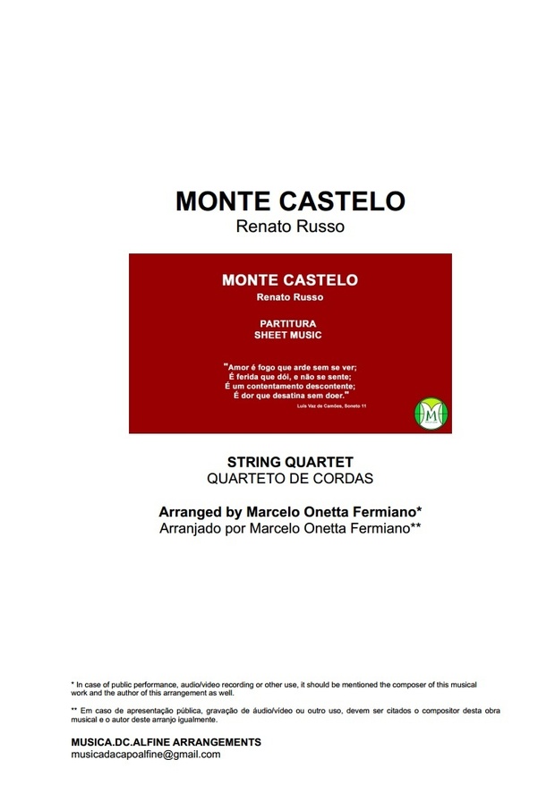 Monte Castelo - Legião Urbana - Quarteto de Cordas - Partitura