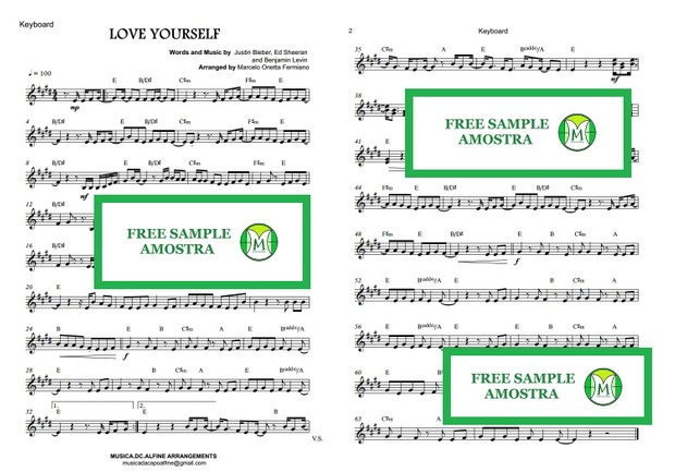 Love Yourself - Justin Bieber - Keyboard - Sheet Music