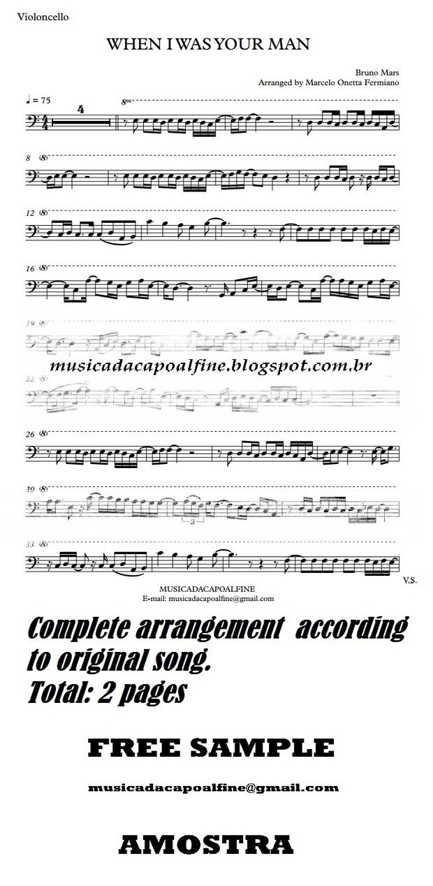 When I was Your Man - B. Mars - Violoncello - Sheet Music Download - Parts.pdf