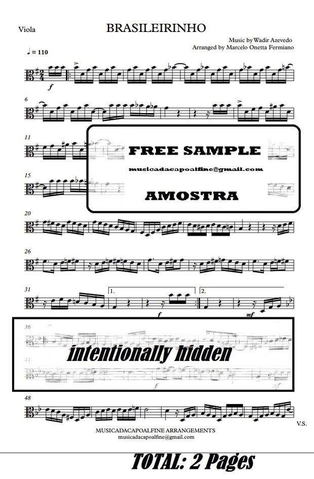 Brasileirinho - Waldir Azevedo - Viola - Sheet Music Partitura PDF
