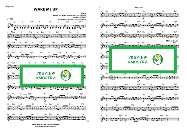 Wake Me Up - Avicii - Keyboard - Sheet Music with Chords Download