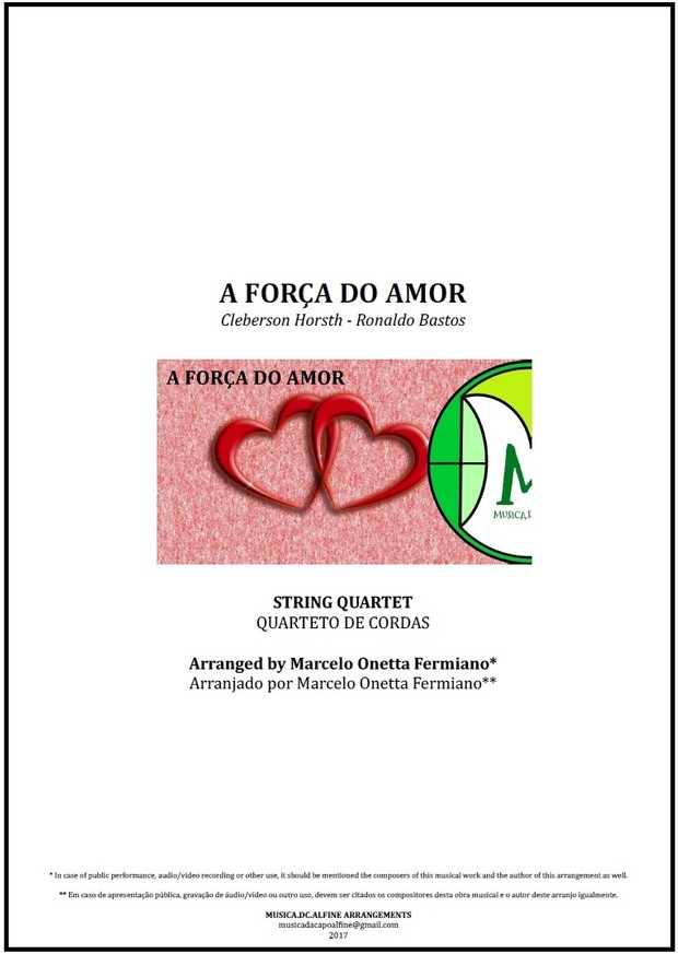 A Força do Amor | Roupa Nova | Quarteto de Cordas | Partitura Completa Download