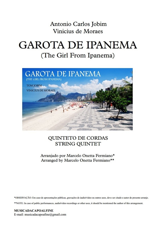 Garota de Ipanema -Tom Jobim - String Quintet - Download Sheet Music - Score and parts