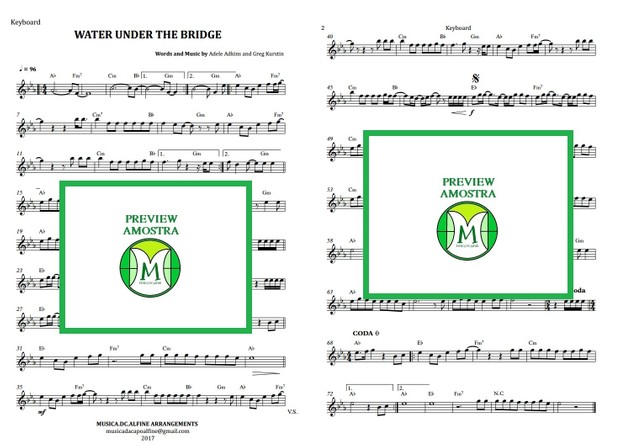 Water Under the Bridge - Adele - Keyboard or Violin - Sheet music
