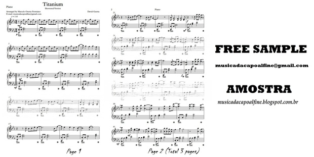 Titanium - Guetta Piano - Score - Sheet Music - PDF Download Shortened Version