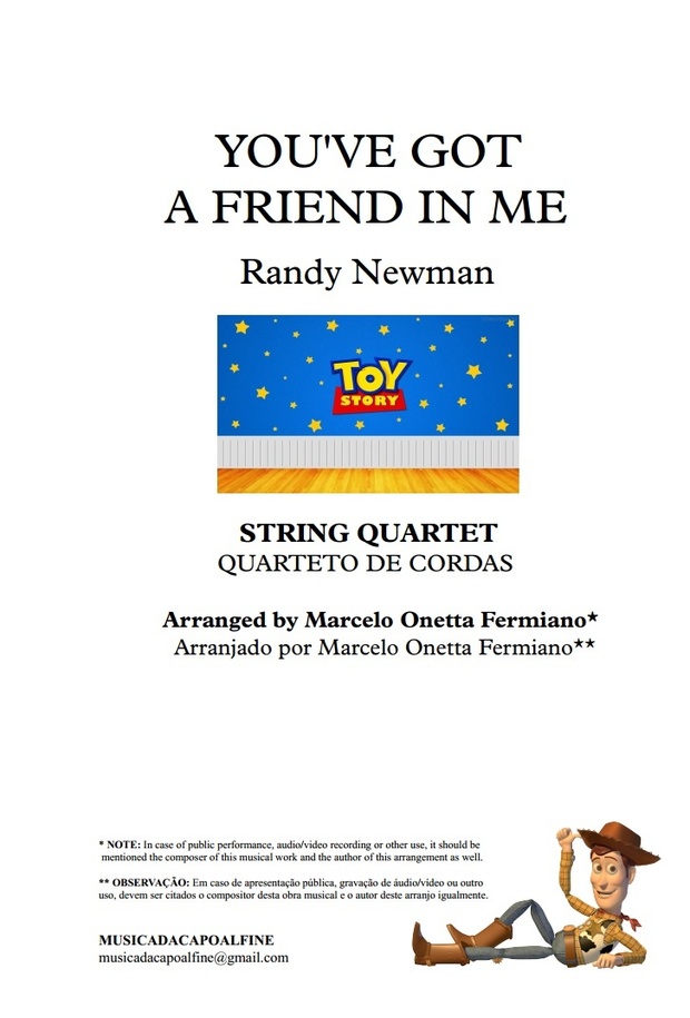 You've Got a Friend in Me - Randy Newman - String Quartet - Sheet Music PDF