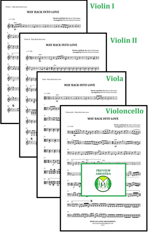 Way Back Into Love | Janice Vidal | String Quartet | Score and Parts Download