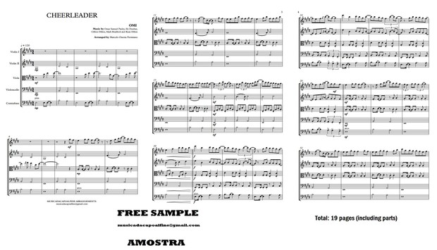 CHEERLEADER - OMI - String Quintet -Sheet Music - Score and parts. pdf
