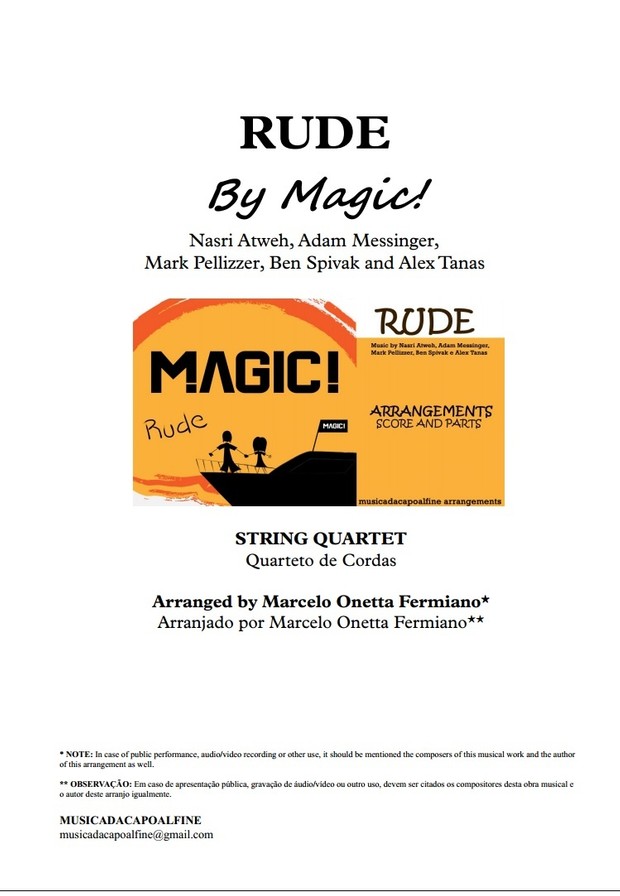 DMajor - RUDE - MAGIC! - String Quartet Sheet Music - Score and parts2.pdf