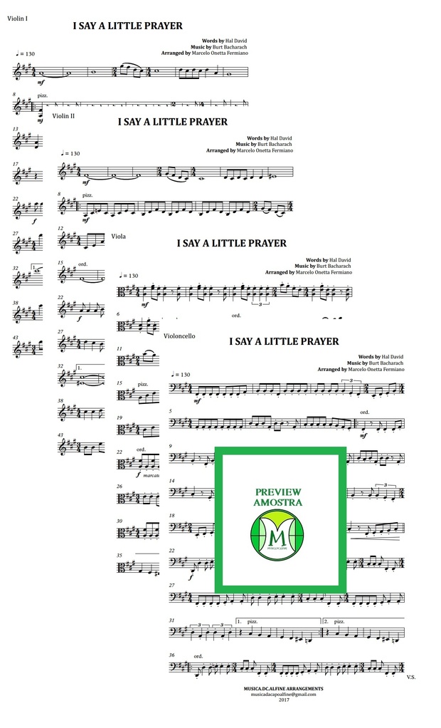 I Say a Little Prayer | Aretha Franklin | String Quartet | Score and Parts