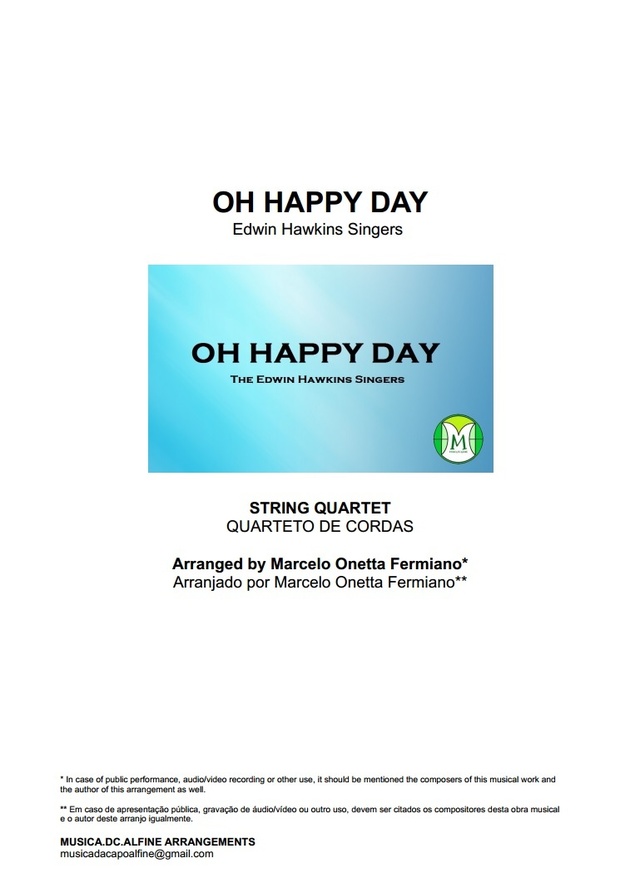 Oh Happy Day - Edwin Hawkins - String Quartet - Score and parts