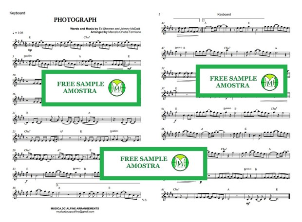 Photograph - Ed. Sheeran - Keyboard - Sheet Music with Chords