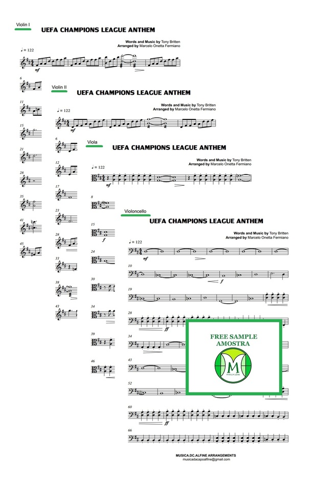 UEFA Champions League Anthem - String Quartet - Score and parts.pdf