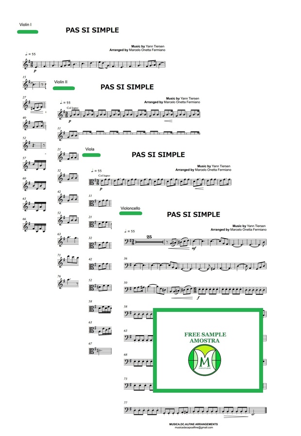 Pas Si Simple - Yann Tiersen - String Quartet - Score and parts.pdf