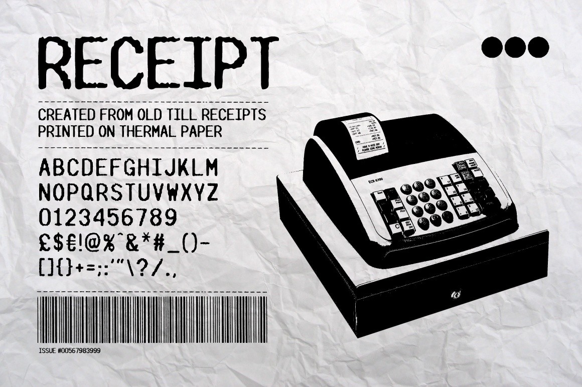 RECEIPT Font & Vectors Offset