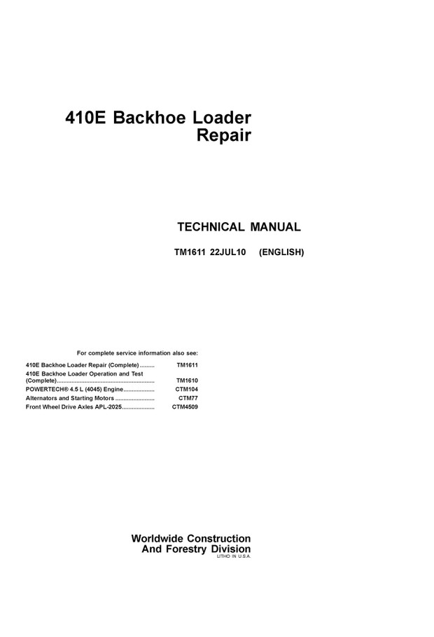 pdf download john deere 410e backhoe loader repair tec