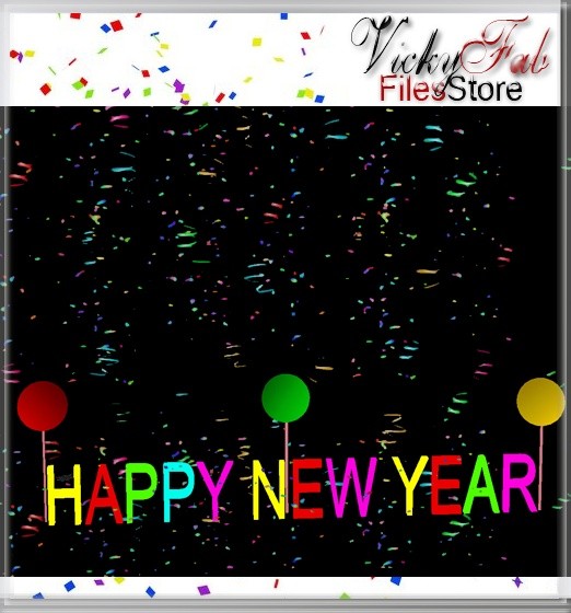 HAPPY NEW YEAR MESH W/ANIMATED CONFETTI