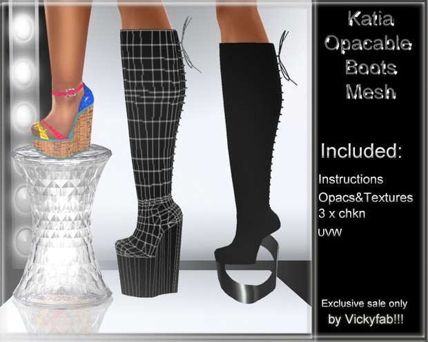 Katia Any Shape Boots Mesh & Texture Bundle2 22 textures ( PNG & PSD) INCLUDED: