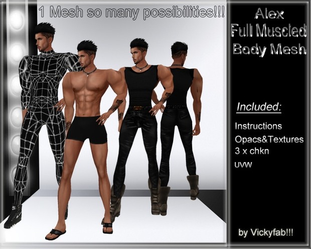Alex Full Muscled Body Mesh