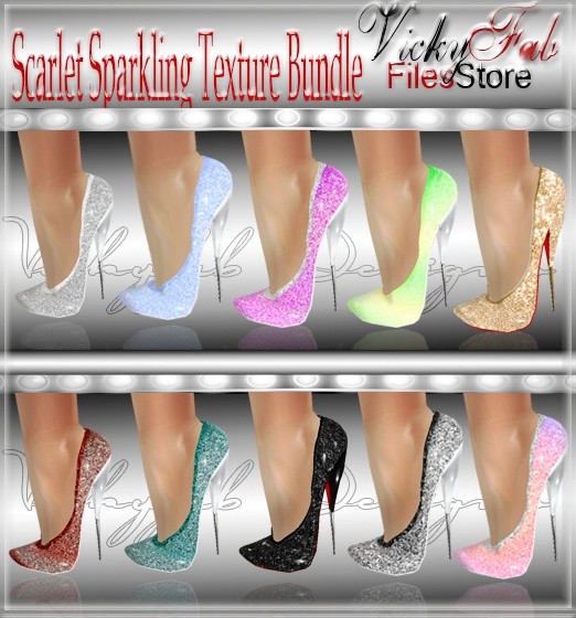 Scarlet Sparkling Shoe Textures Bundle 10 textures ( PNG & PSD)