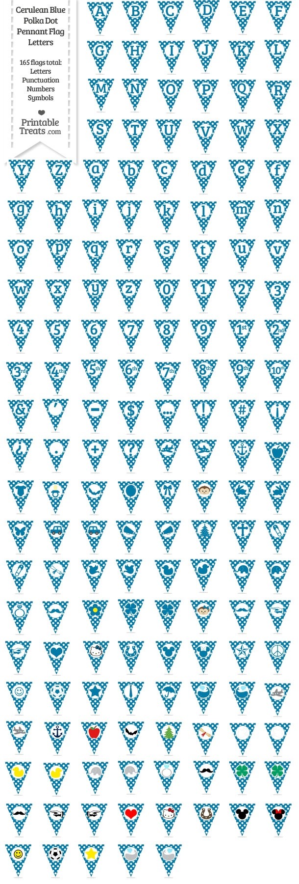 165 Cerulean Blue Polka Dot Pennant Flag Letters Password