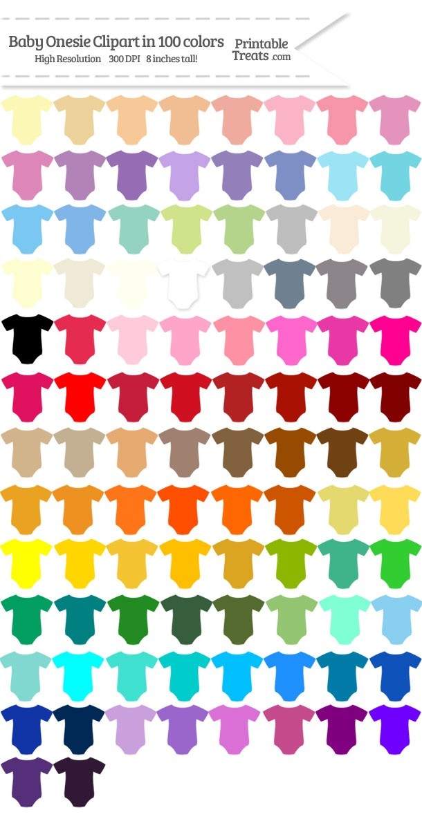 100 Colors Baby Onesie Clipart Password