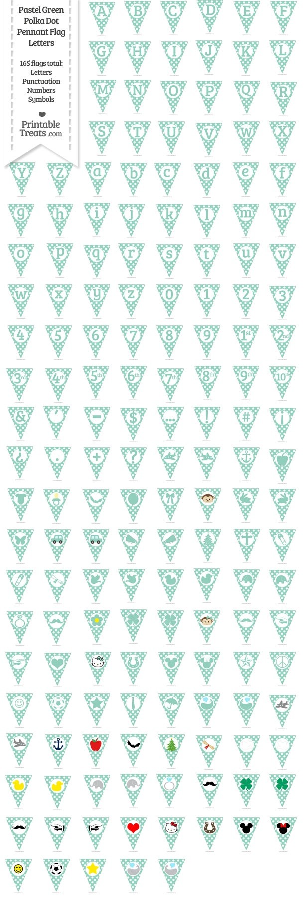 165 Pastel Green Polka Dot Pennant Flag Letters Password