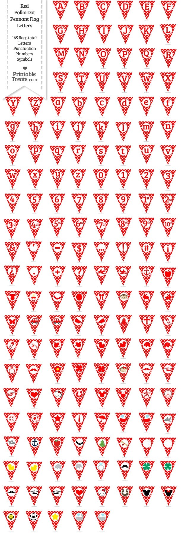 165 Red Polka Dot Pennant Flag Letters Password