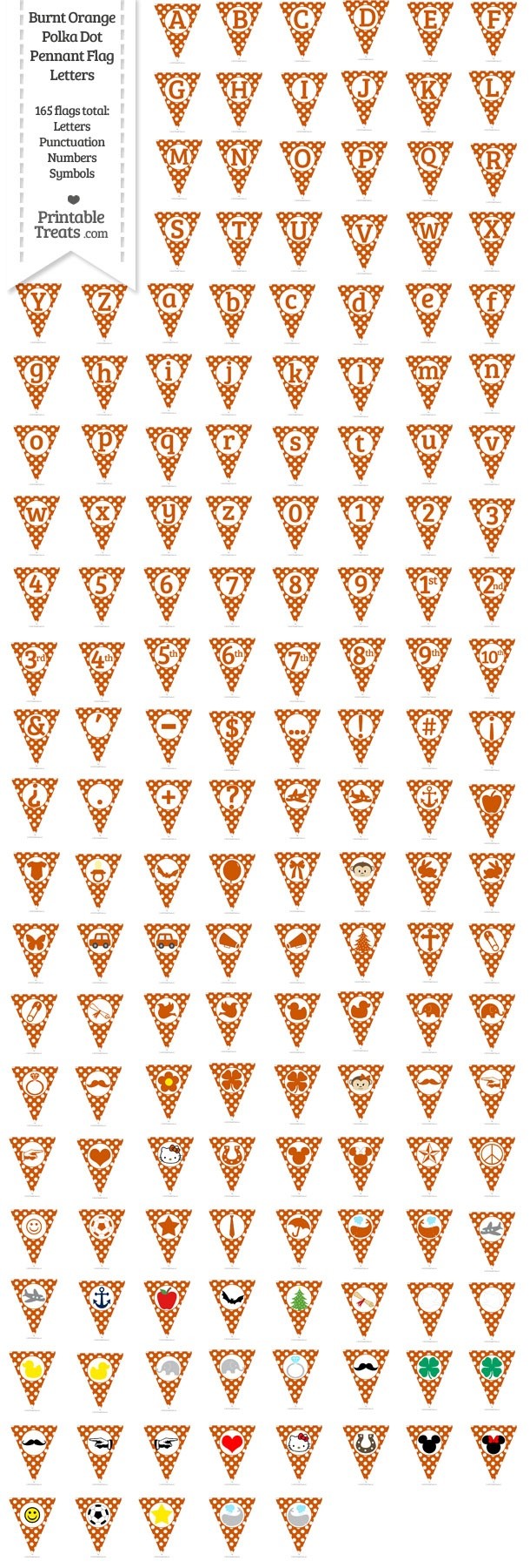 165 Burnt Orange Polka Dot Pennant Flag Letters Password