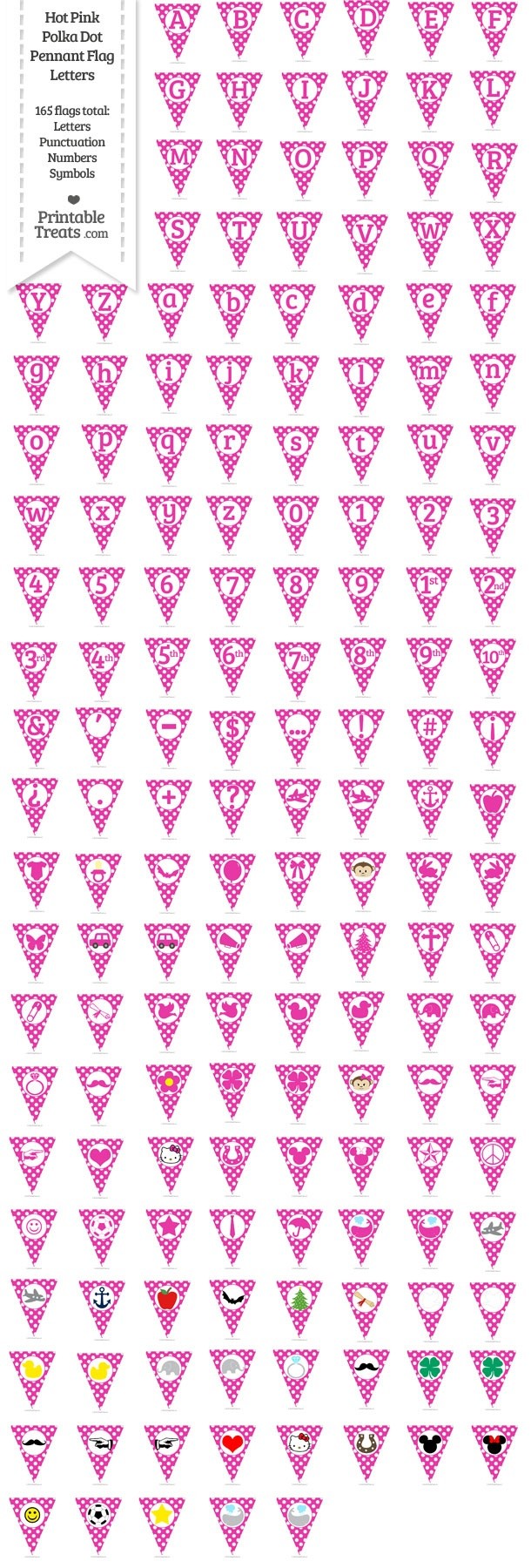 165 Hot Pink Polka Dot Pennant Flag Letters Password