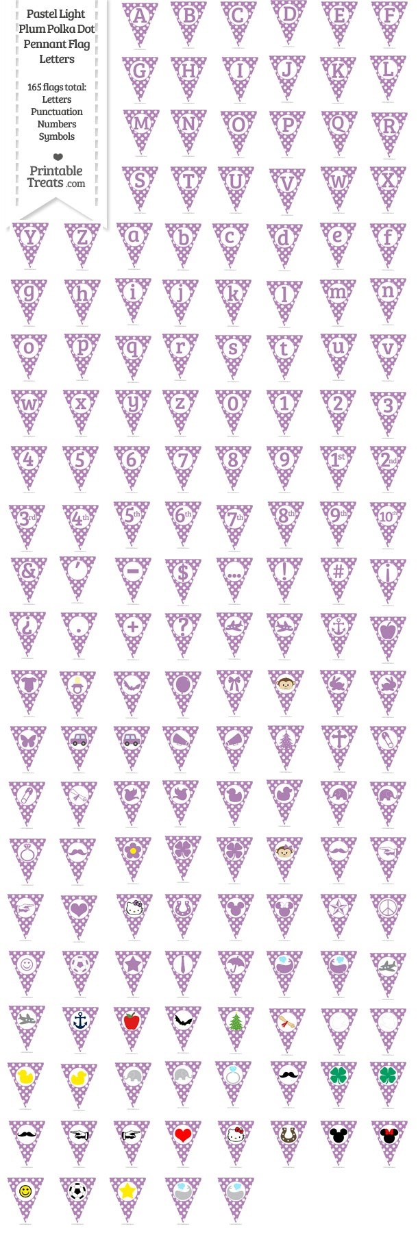 165 Pastel Light Plum Polka Dot Pennant Flag Letters Password