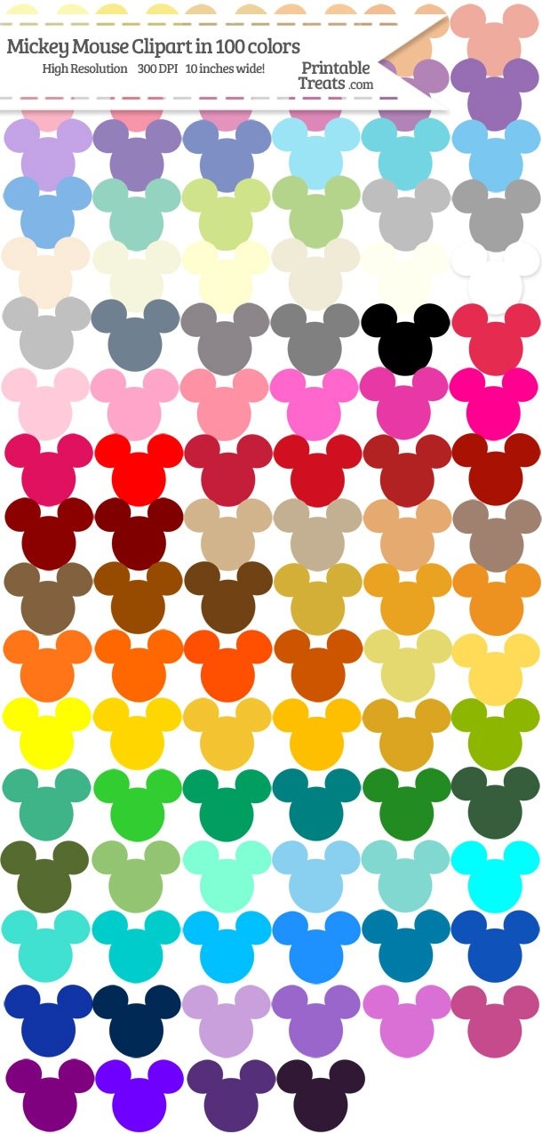 100 Colors Mickey Mouse Head Clipart Password