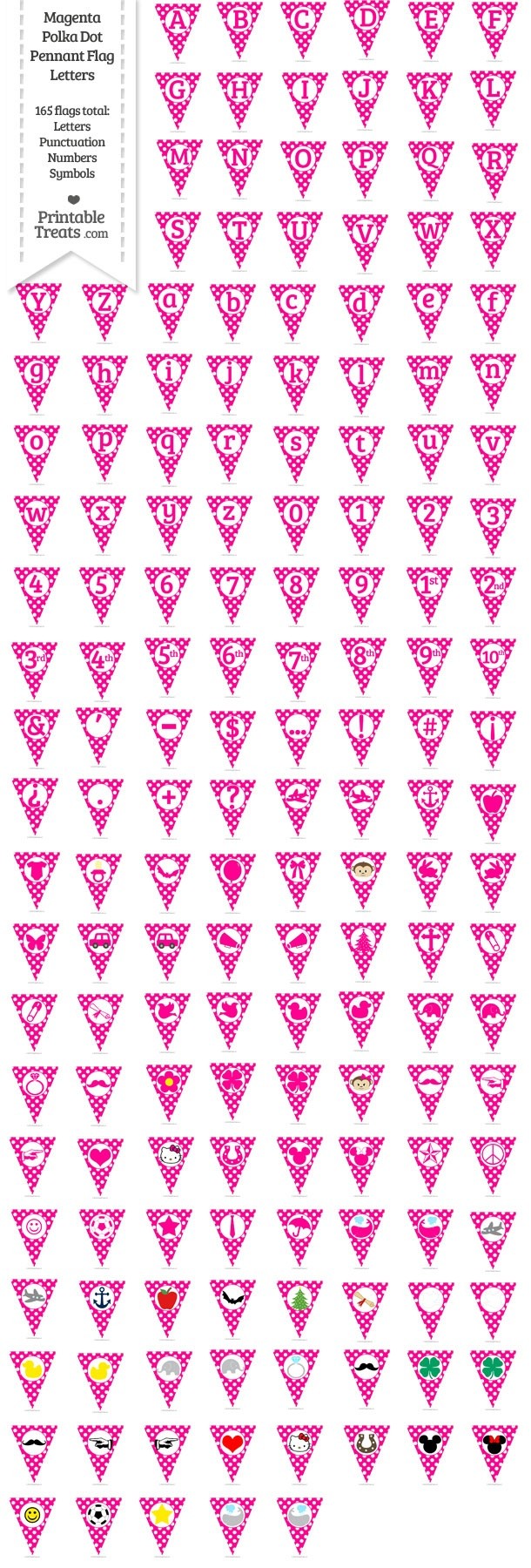 165 Magenta Polka Dot Pennant Flag Letters Password