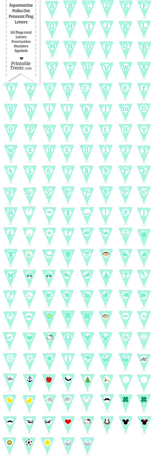 165 Aquamarine Polka Dot Pennant Flag Letters Password