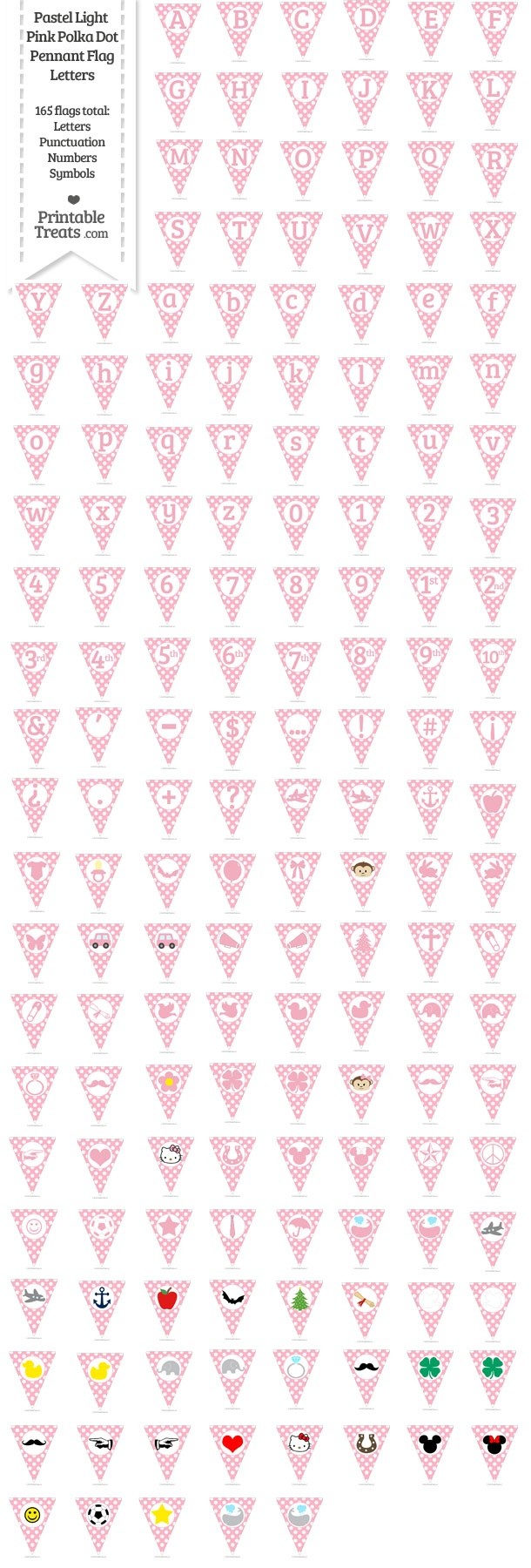 165 Pastel Light Pink Polka Dot Pennant Flag Letters Password