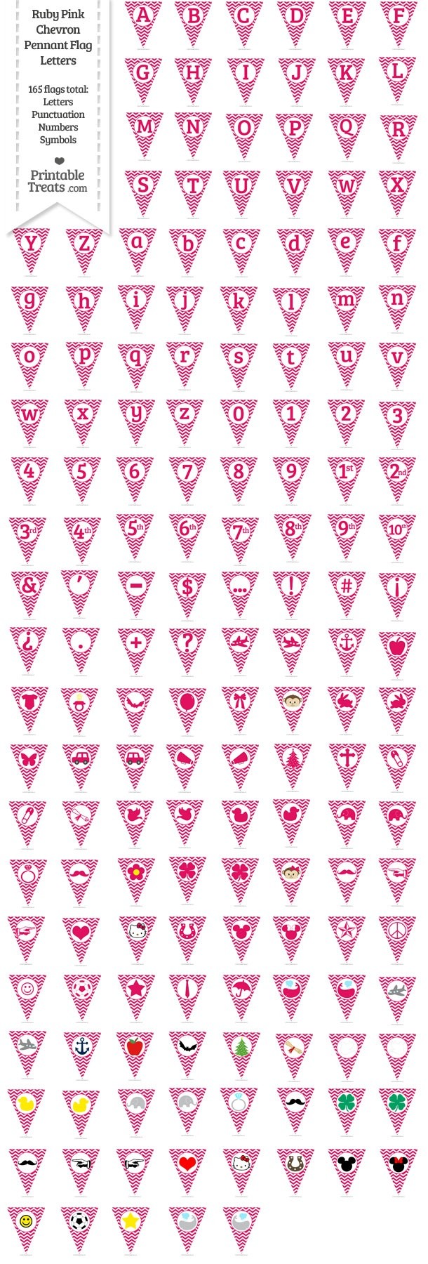 165 Ruby Pink Chevron Pennant Flag Letters Password