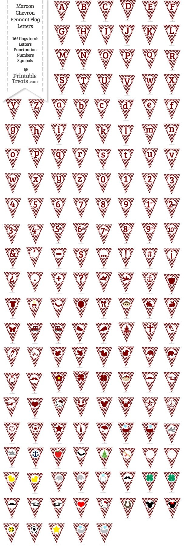 165 Maroon Chevron Pennant Flag Letters Password