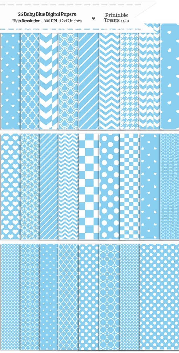 26 Baby Blue Digital Paper Set Download