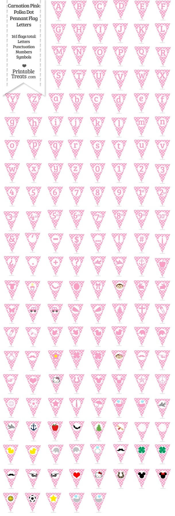 165 Carnation Pink Polka Dot Pennant Flag Letters Password