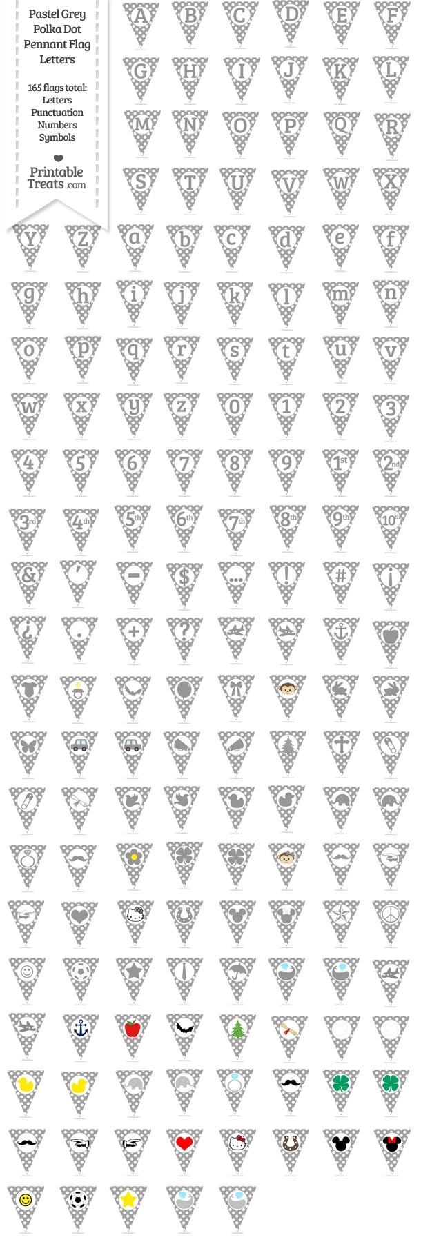 165 Pastel Grey Polka Dot Pennant Flag Letters Password
