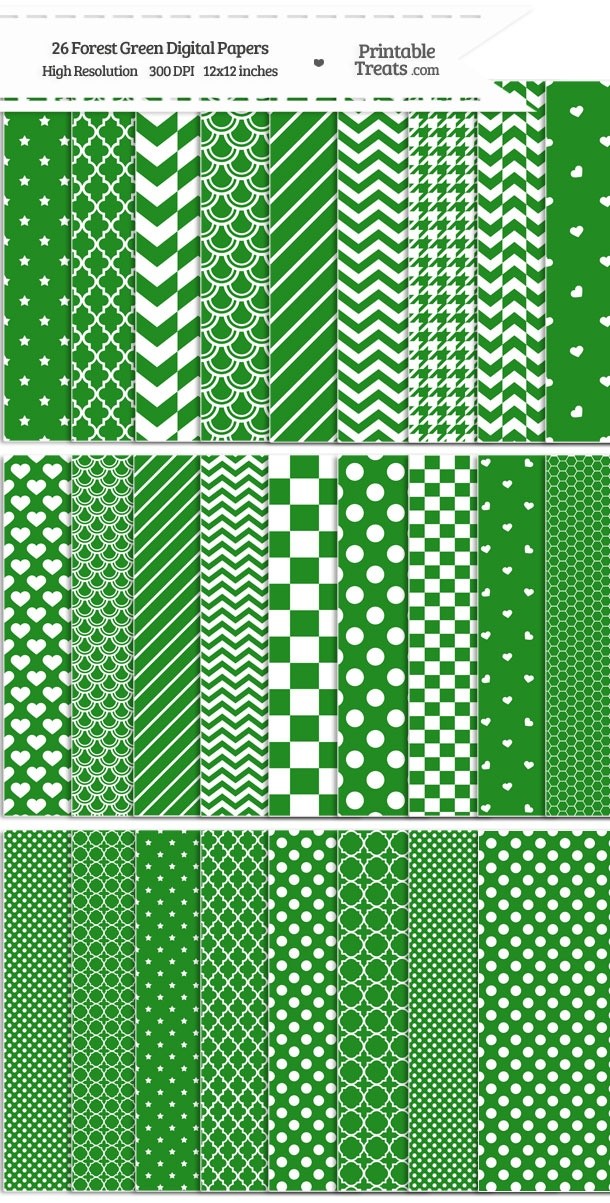 26 Forest Green Digital Paper Set Password